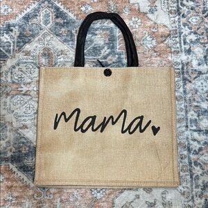 Mama Jute Tote Bag - Tan and Black